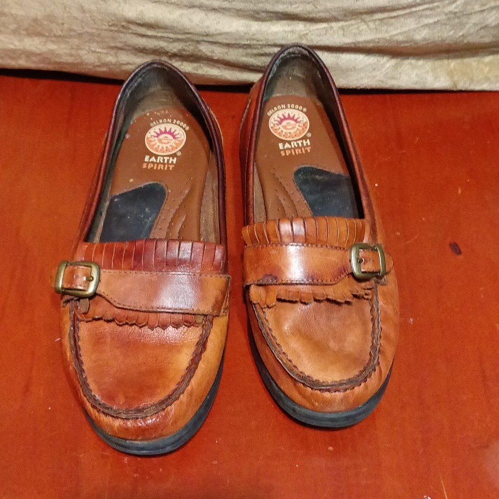 Earth spirit women's brown genuine leather upper balance man made size 8…